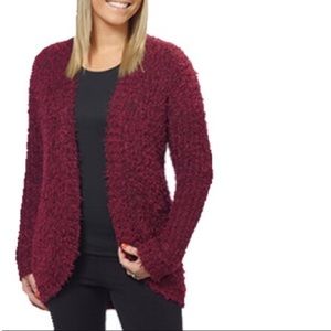 KENSIE Open Front Eyelash Style Cardigan Sweater